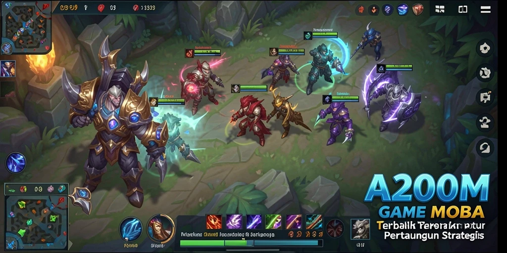 Screenshot A200M menampilkan pertarungan seru dalam game MOBA.