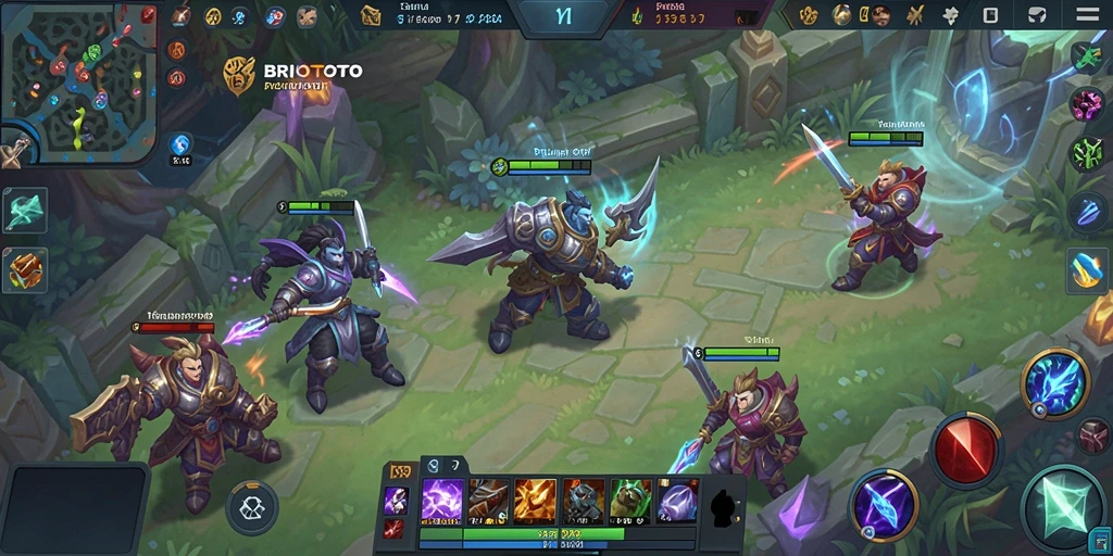 Tangkapan layar gameplay seru dari BRIOTOTO, menunjukkan pertarungan intens antar pemain.
