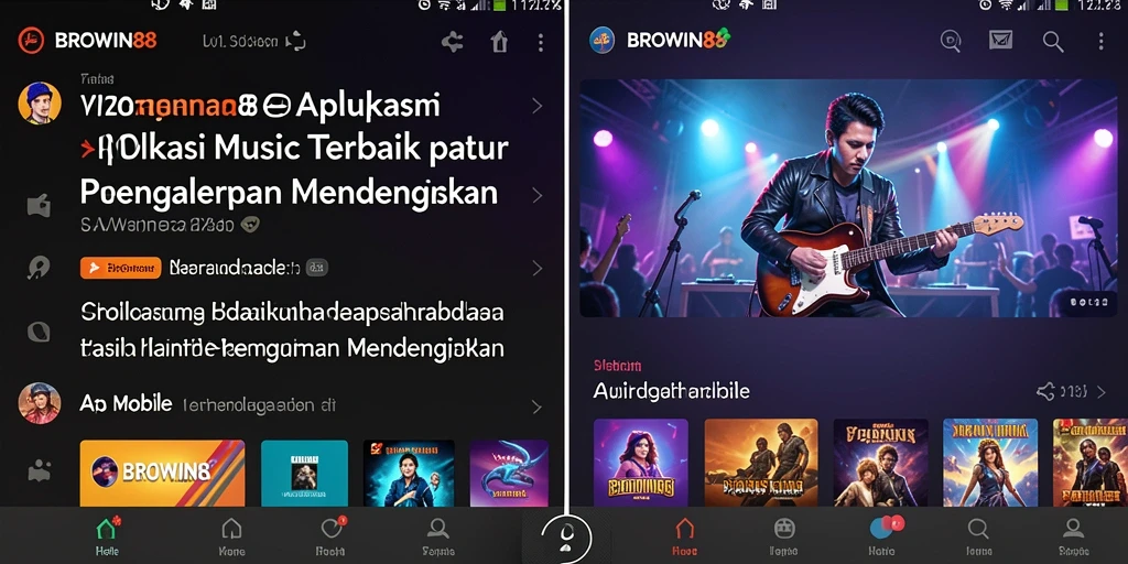 Tangkapan layar BROWIN88 menampilkan pengalaman mendengarkan musik yang interaktif.
