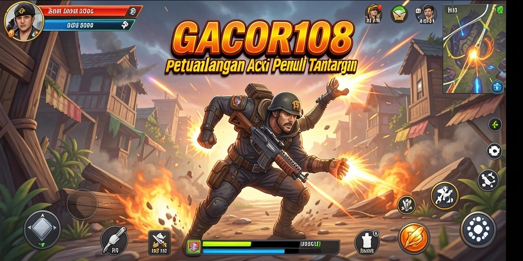 Screenshot utama GACOR108 menampilkan aksi pertempuran yang mendebarkan.