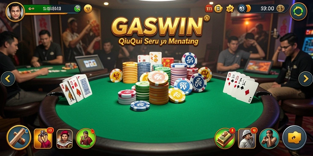 Tampilan aksi seru di gameplay QiuQiu GASWIN.