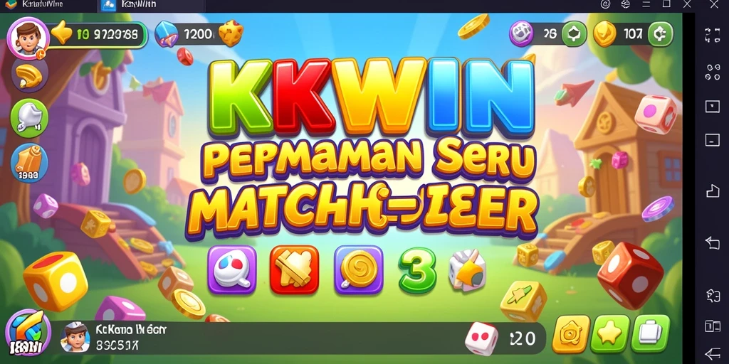 Screenshot utama gameplay KKWIN menampilkan kombinasi permata berwarna-warni.