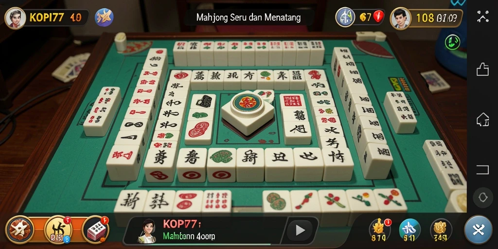 Screenshot gameplay KOPI77 yang menampilkan keseruan permainan Mahjong.