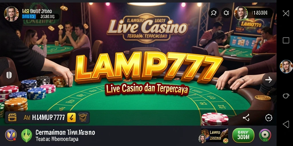 Screenshot gameplay LAMPU777 menunjukkan dealer langsung dan suasana kasino yang mendebarkan.