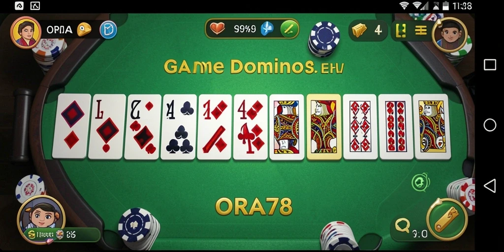 Screenshot gameplay ORA78 menampilkan aksi seru pemain Domino.