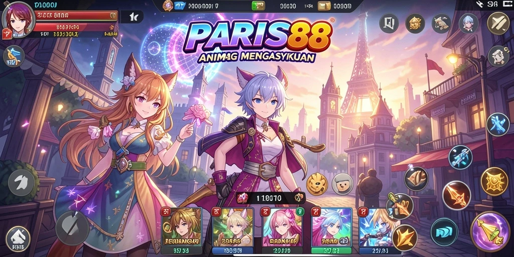 Screenshot PARIS88 menampilkan karakter anime dalam aksi gameplay yang menarik.
