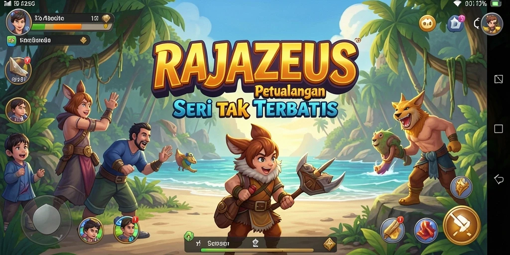 Tampilan gameplay RAJAZEUS yang menampilkan petualangan mendebarkan.
