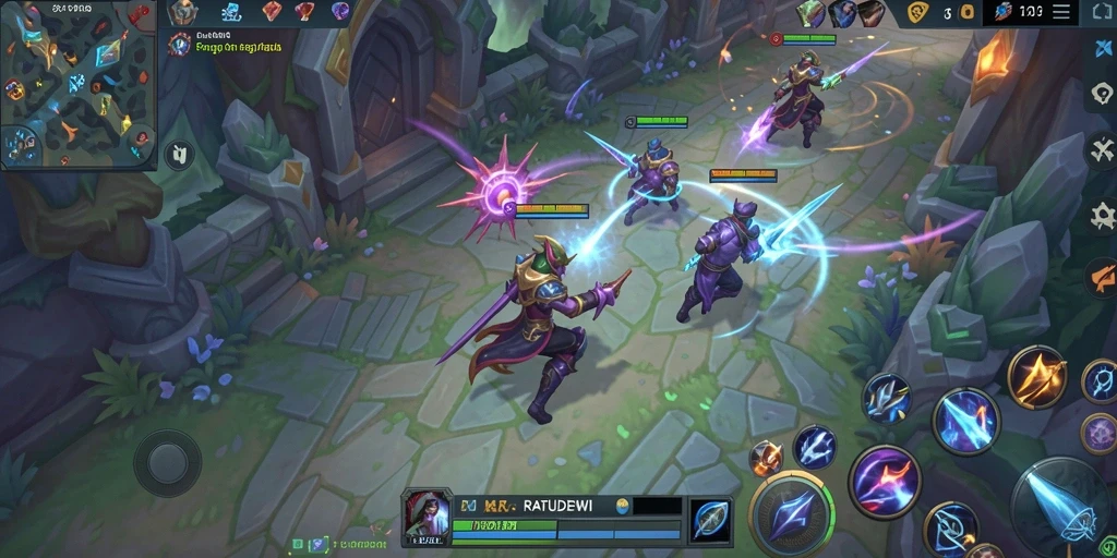 Tampilan gameplay menegangkan dalam RATUDEWI di medan tempur.