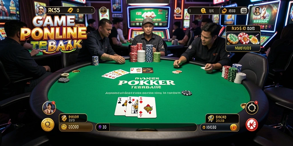 Screenshot gameplay RK55 menampilkan sesi poker yang mendebarkan.