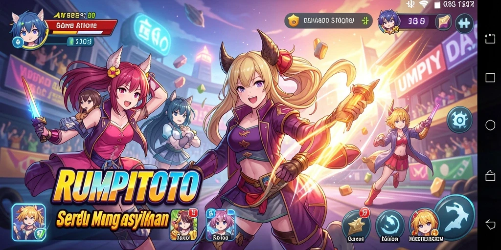 Gameplay RUMPITOTO menampilkan karakter Anime dalam aksi yang mendebarkan.