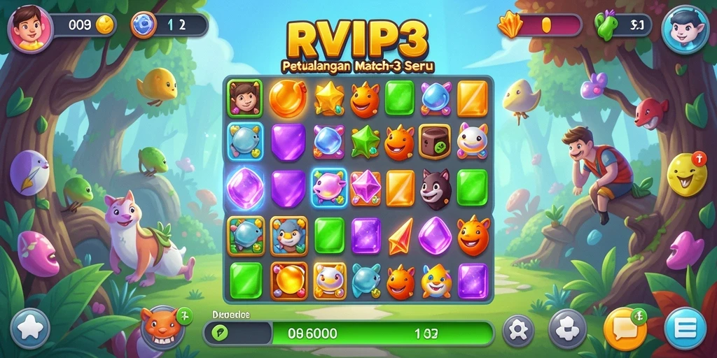 Tampilan gameplay seru dalam permainan Match-3 RVIP3.