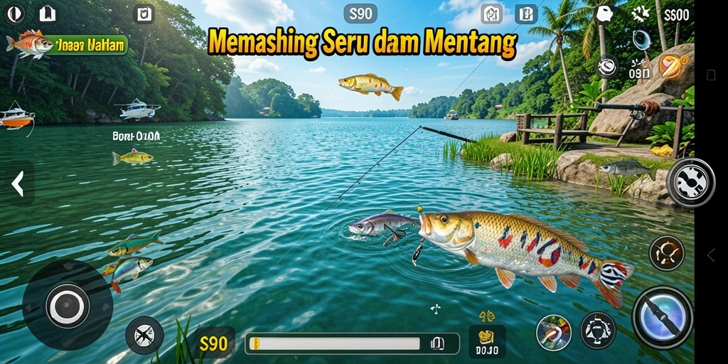 Screenshot S80 menampilkan gameplay memancing yang seru dan menarik.
