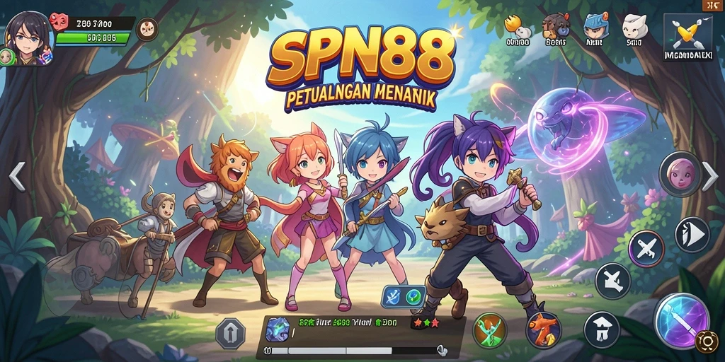 Tampilan seru gameplay SPN88 dengan karakter anime yang unik.