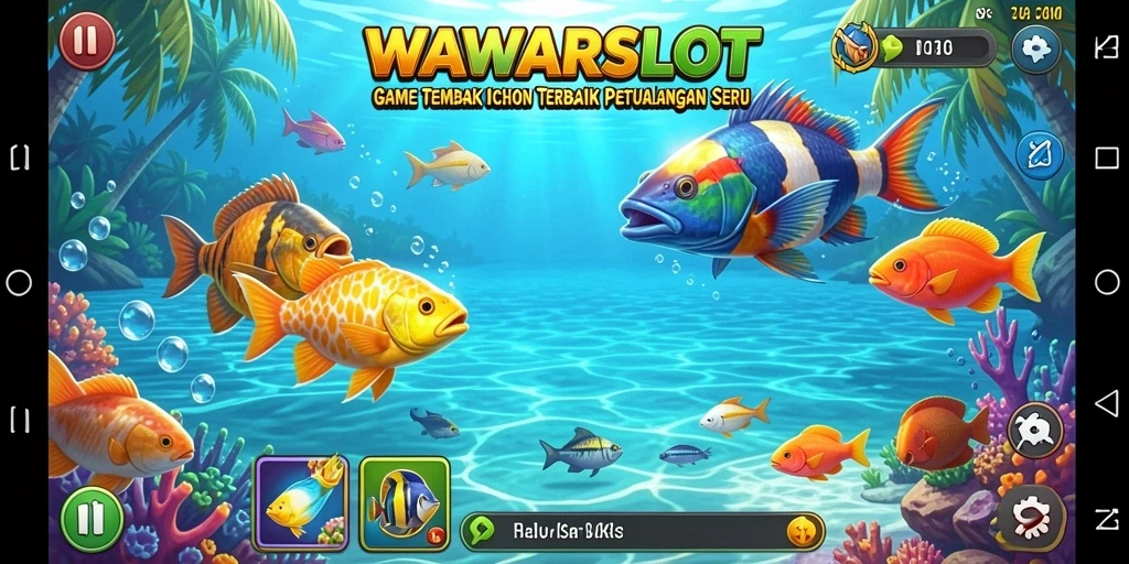 Tampilan gameplay WAWARSLOT dengan aksi tembak ikan yang seru